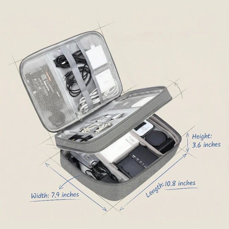 Tech Organizer Water-Resistant Three-Layer Zippered Design