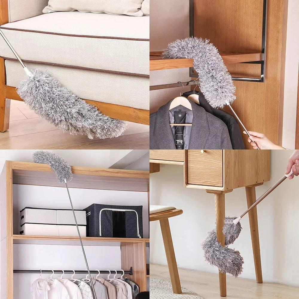 Telescopic Duster Extendable Stainless Steel Handle Washable Microfiber Head