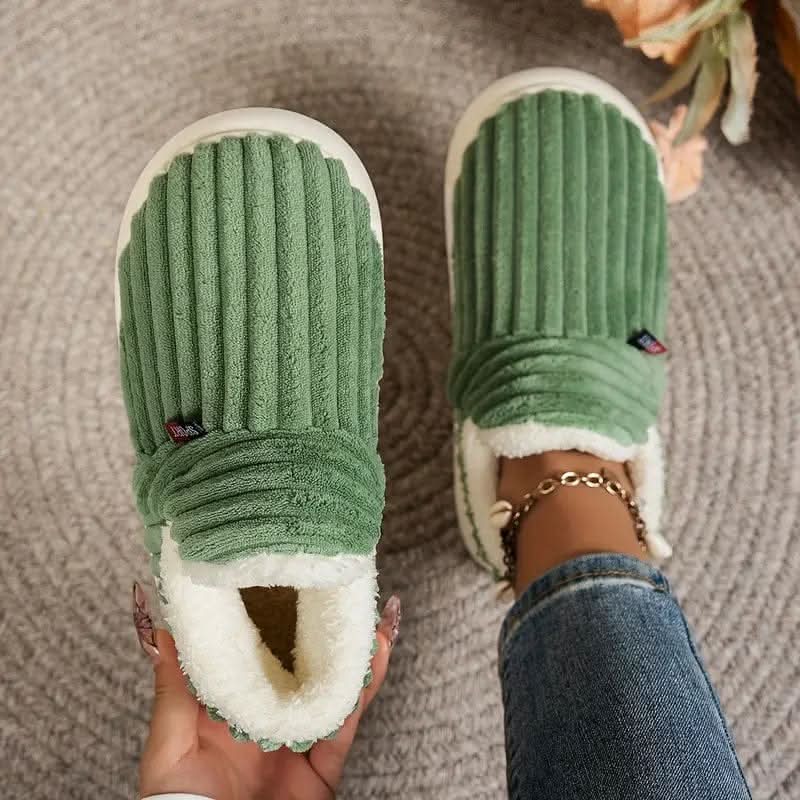 Thermal Slippers Plush Fleece Lined Non-Slip Sole