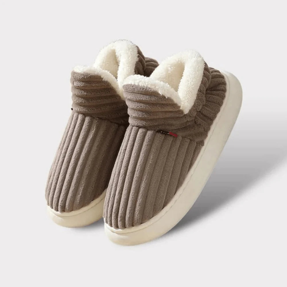Thermal Slippers Plush Fleece Lined Non-Slip Sole