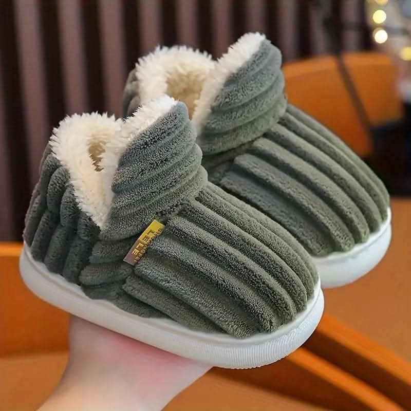 Thermal Slippers Plush Fleece Lined Non-Slip Sole