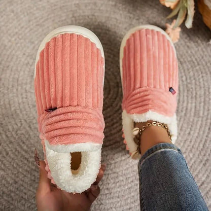 Thermal Slippers Plush Fleece Lined Non-Slip Sole