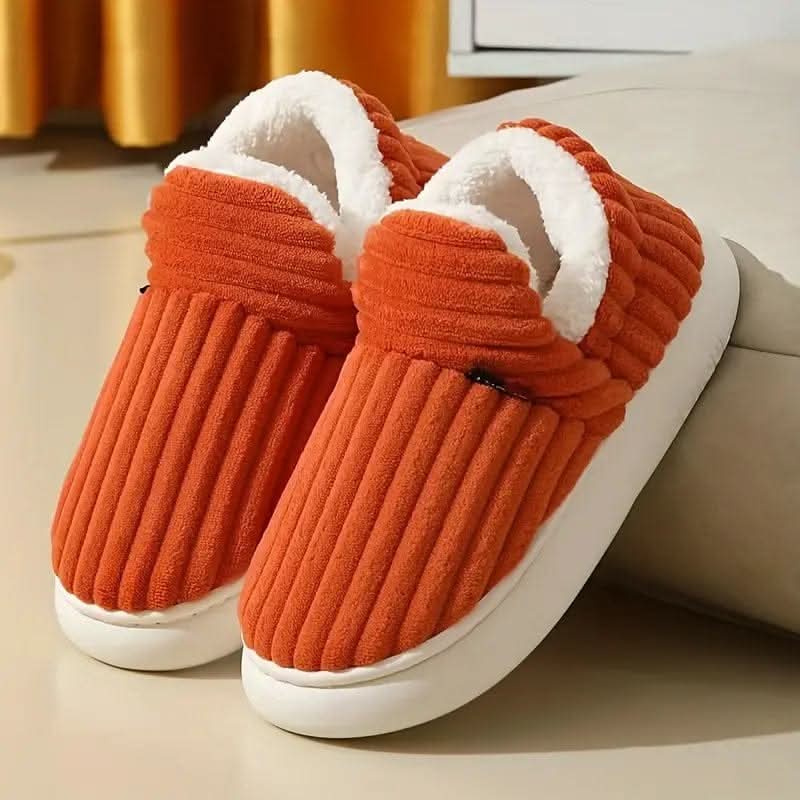 Thermal Slippers Plush Fleece Lined Non-Slip Sole