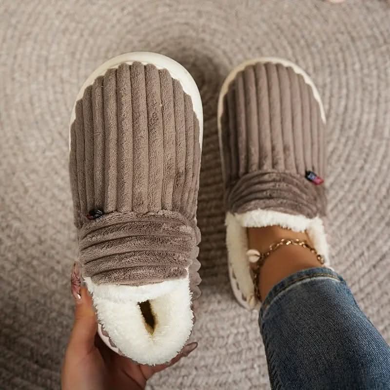 Thermal Slippers Plush Fleece Lined Non-Slip Sole