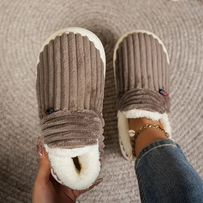 Thermal Slippers Plush Fleece Lined Non-Slip Sole