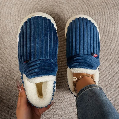 Thermal Slippers Plush Fleece Lined Non-Slip Sole