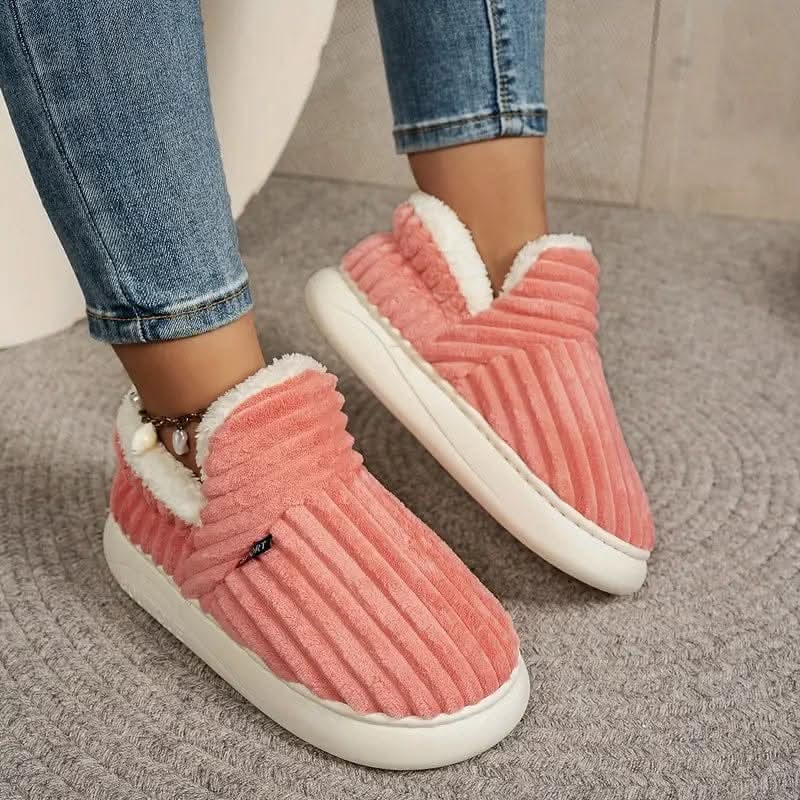 Thermal Slippers Plush Fleece Lined Non-Slip Sole