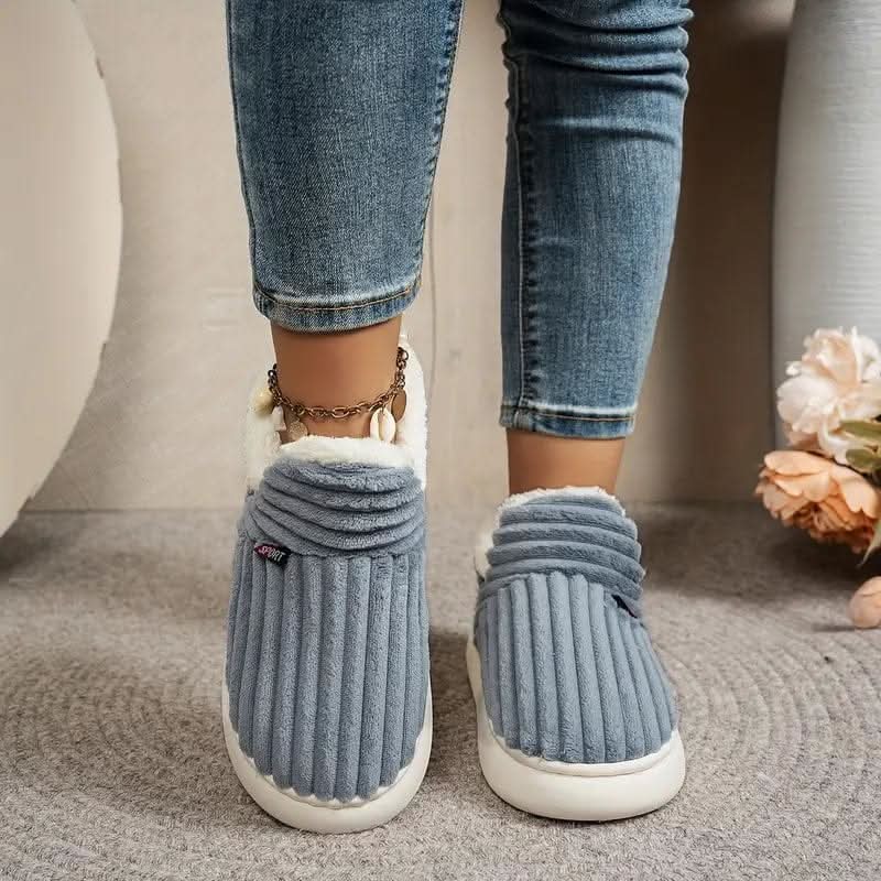 Thermal Slippers Plush Fleece Lined Non-Slip Sole