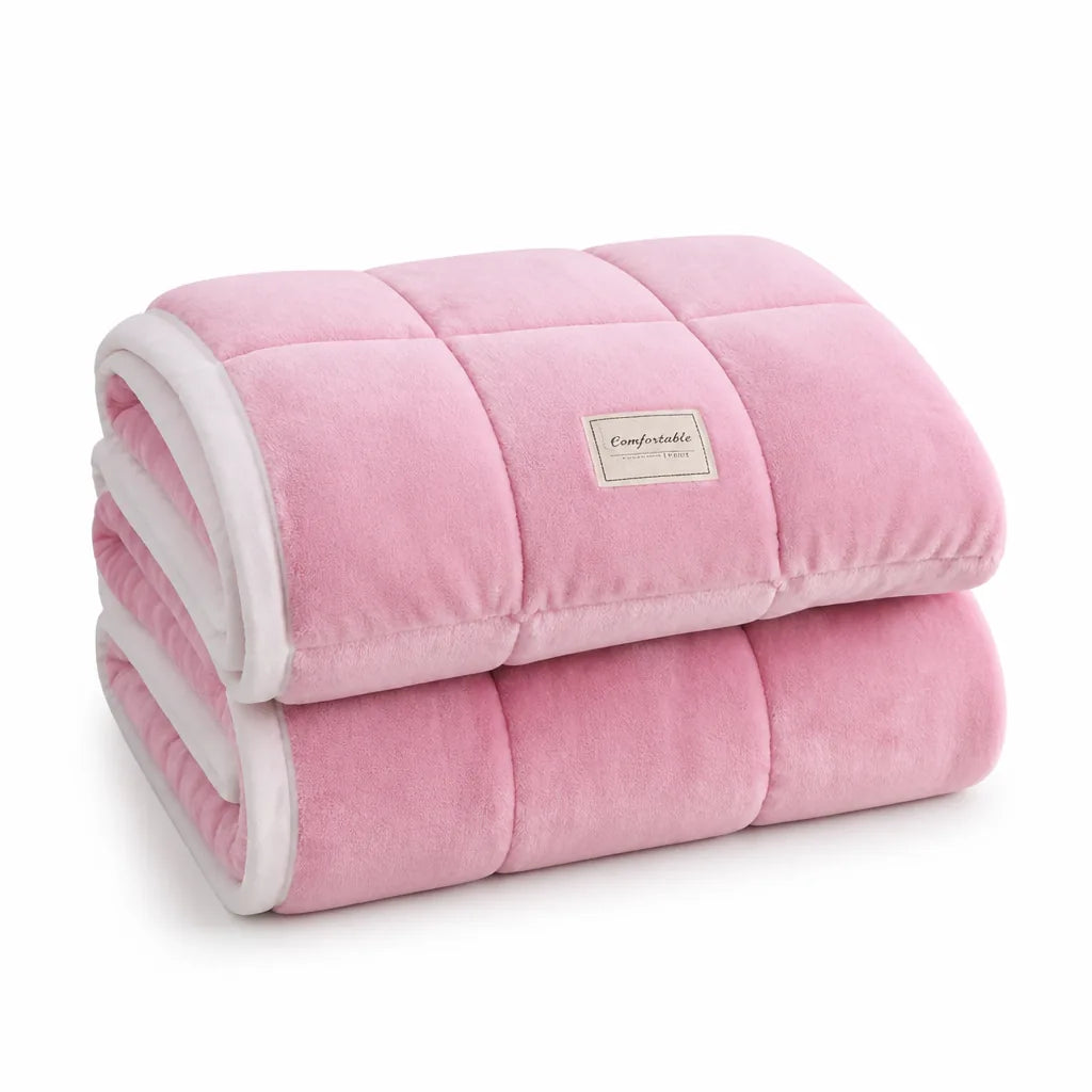 Thick Multi-Layered Coral Fleece And Flannel Blanket
