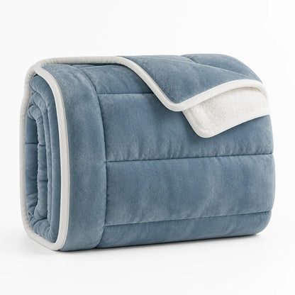 Thick Multi-Layered Coral Fleece And Flannel Blanket