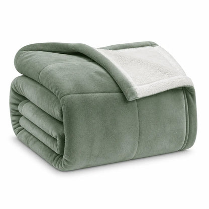 Thick Multi-Layered Coral Fleece And Flannel Blanket