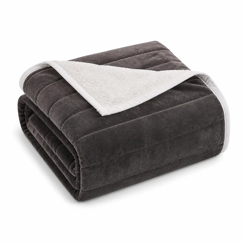 Thick Multi-Layered Coral Fleece And Flannel Blanket