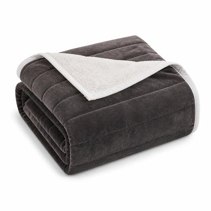 Thick Multi-Layered Coral Fleece And Flannel Blanket