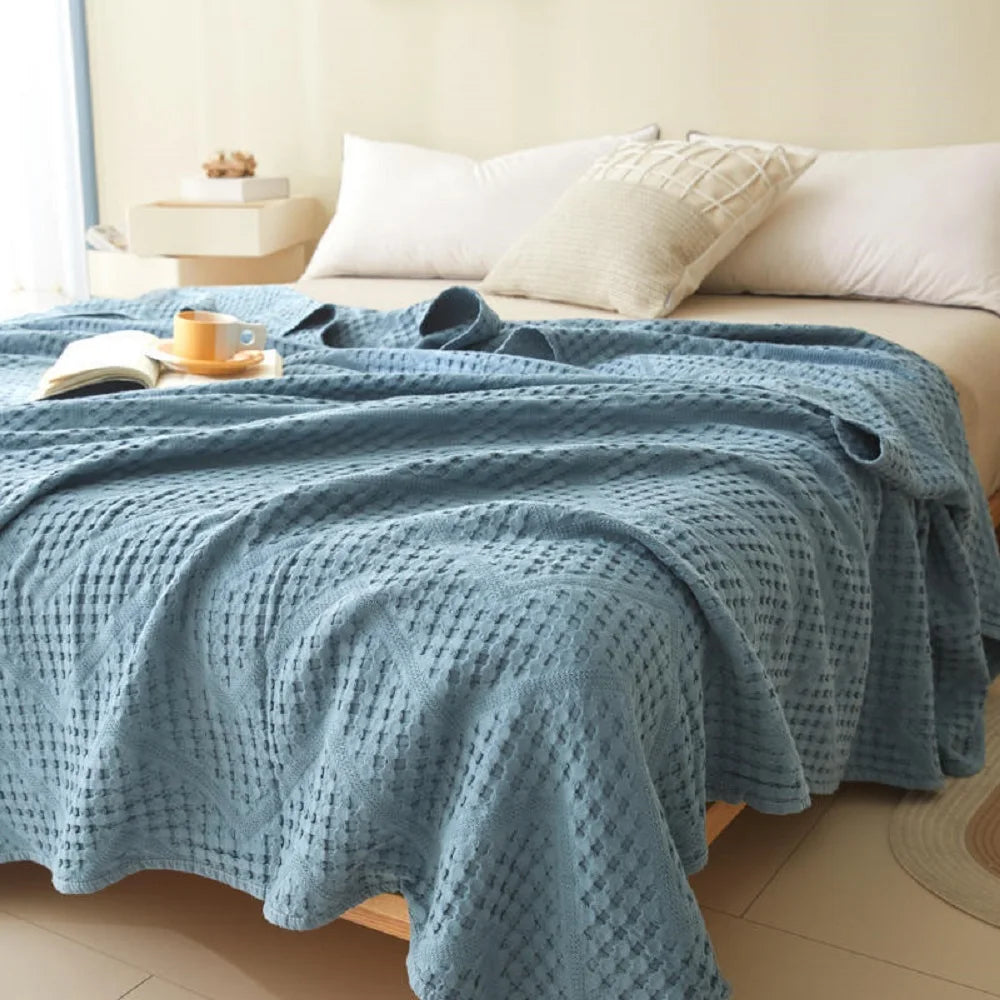 Throw Blanket 100% Cotton Muslin Plaid