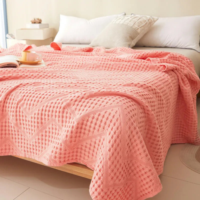 Throw Blanket 100% Cotton Muslin Plaid