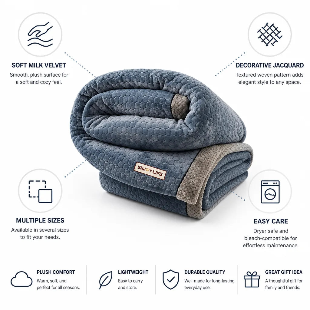 Throw Blanket Milk Velvet Jacquard 350 GSM