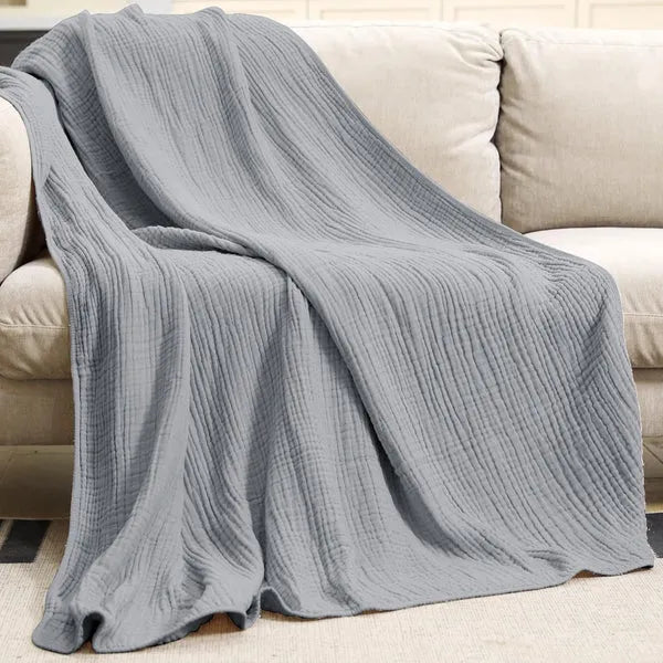 Throw Blanket Muslin Cotton Lightweight & Breathable