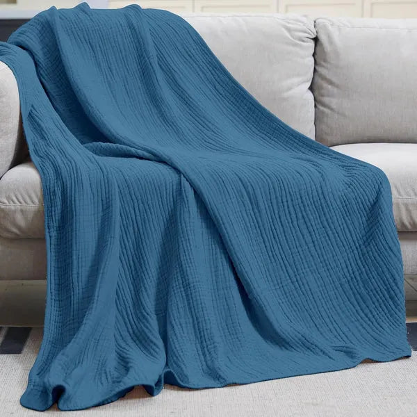 Throw Blanket Muslin Cotton Lightweight & Breathable