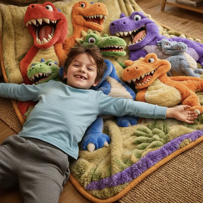 Throw Blanket Oversized Dinosaur Print Machine Washable