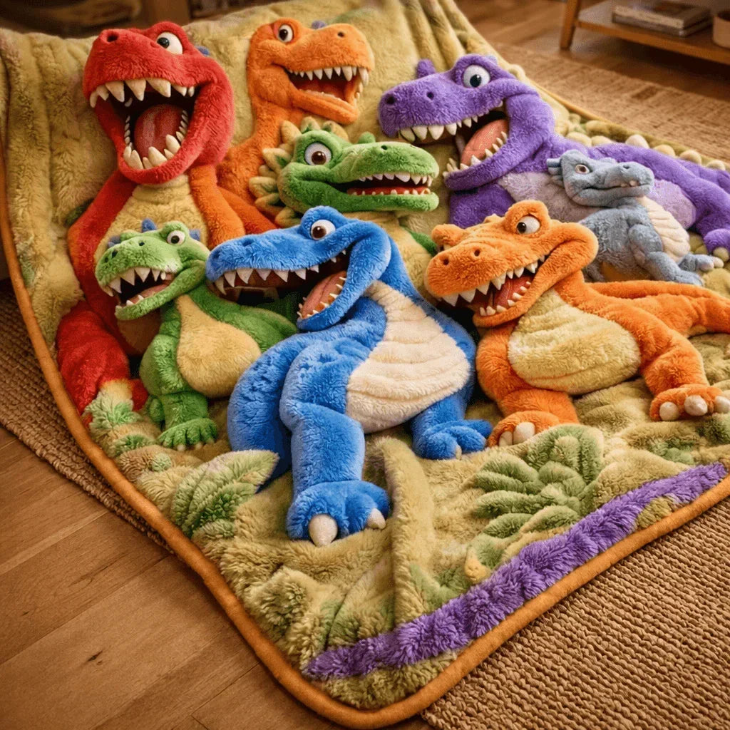 Throw Blanket Oversized Dinosaur Print Machine Washable