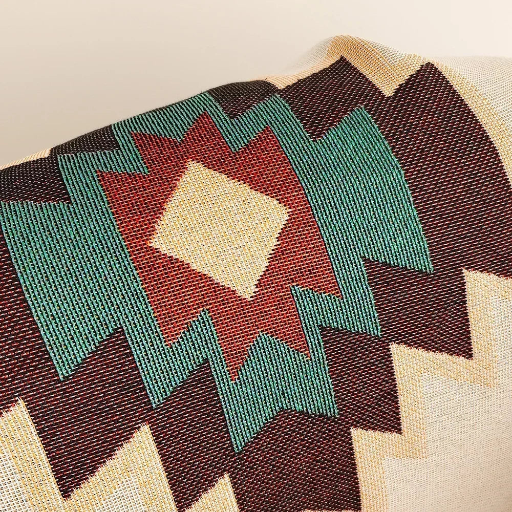 Throw Blanket Oversized Reversible Boho Aztec Cotton-Poly Blend