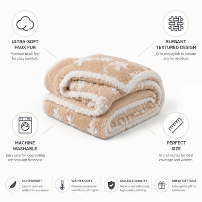 Throw Blanket Plush Faux Fur Machine Washable 51x63