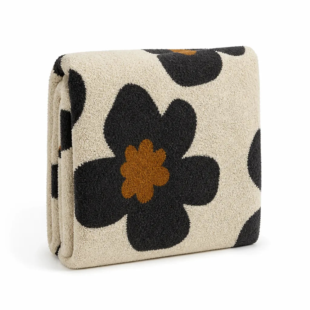 Throw Blanket Plush Polyester Floral Lightweight