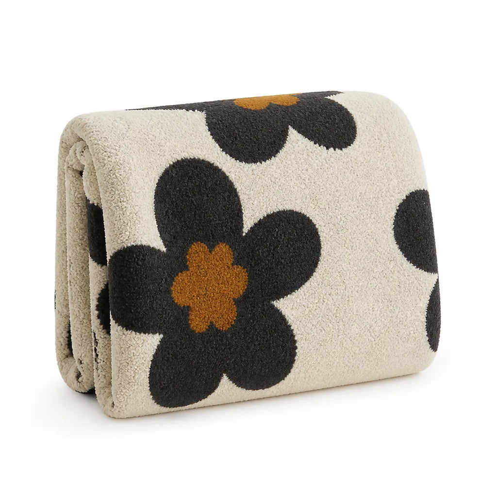 Throw Blanket Plush Polyester Floral Lightweight