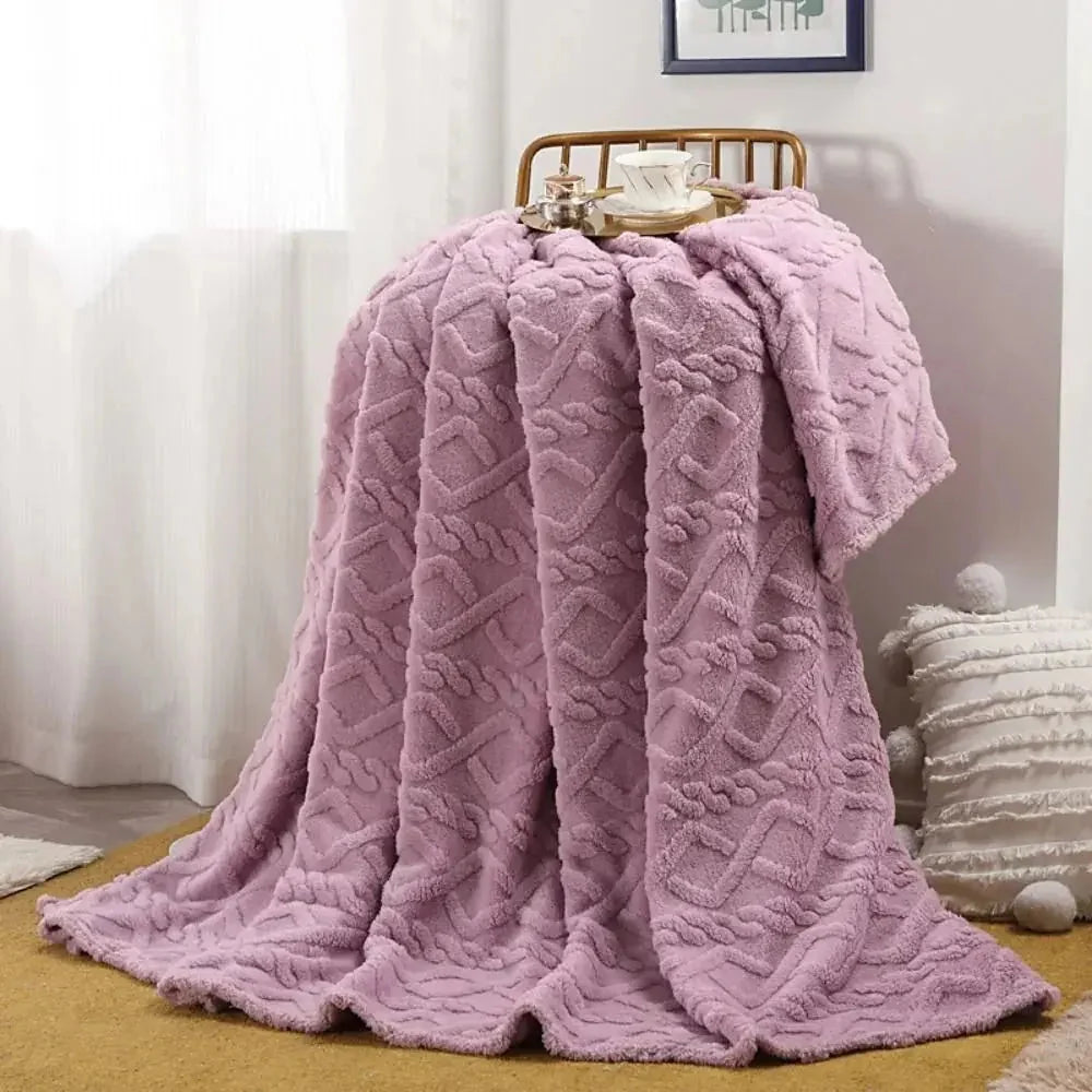 Throw Blanket Ruched Faux Fur Microfiber Blend