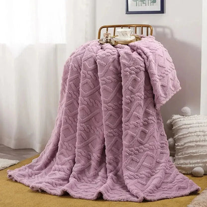 Throw Blanket Ruched Faux Fur Microfiber Blend