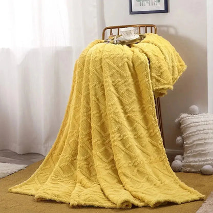 Throw Blanket Ruched Faux Fur Microfiber Blend