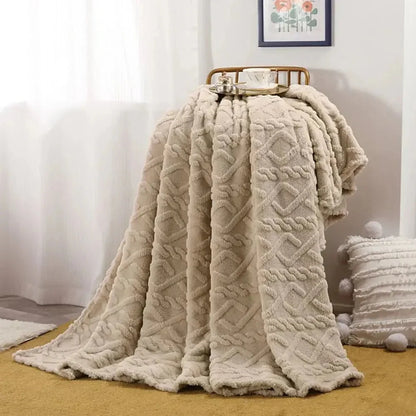 Throw Blanket Ruched Faux Fur Microfiber Blend