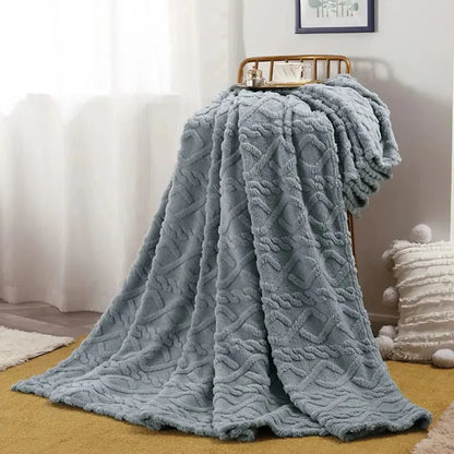 Throw Blanket Ruched Faux Fur Microfiber Blend
