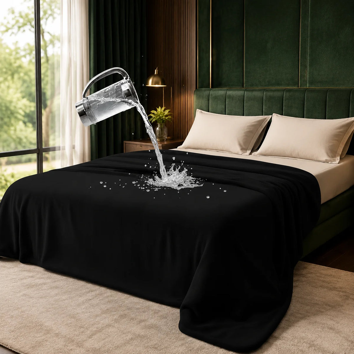 Throw Blanket Waterproof Reversible Brushed Flannel & Polyester