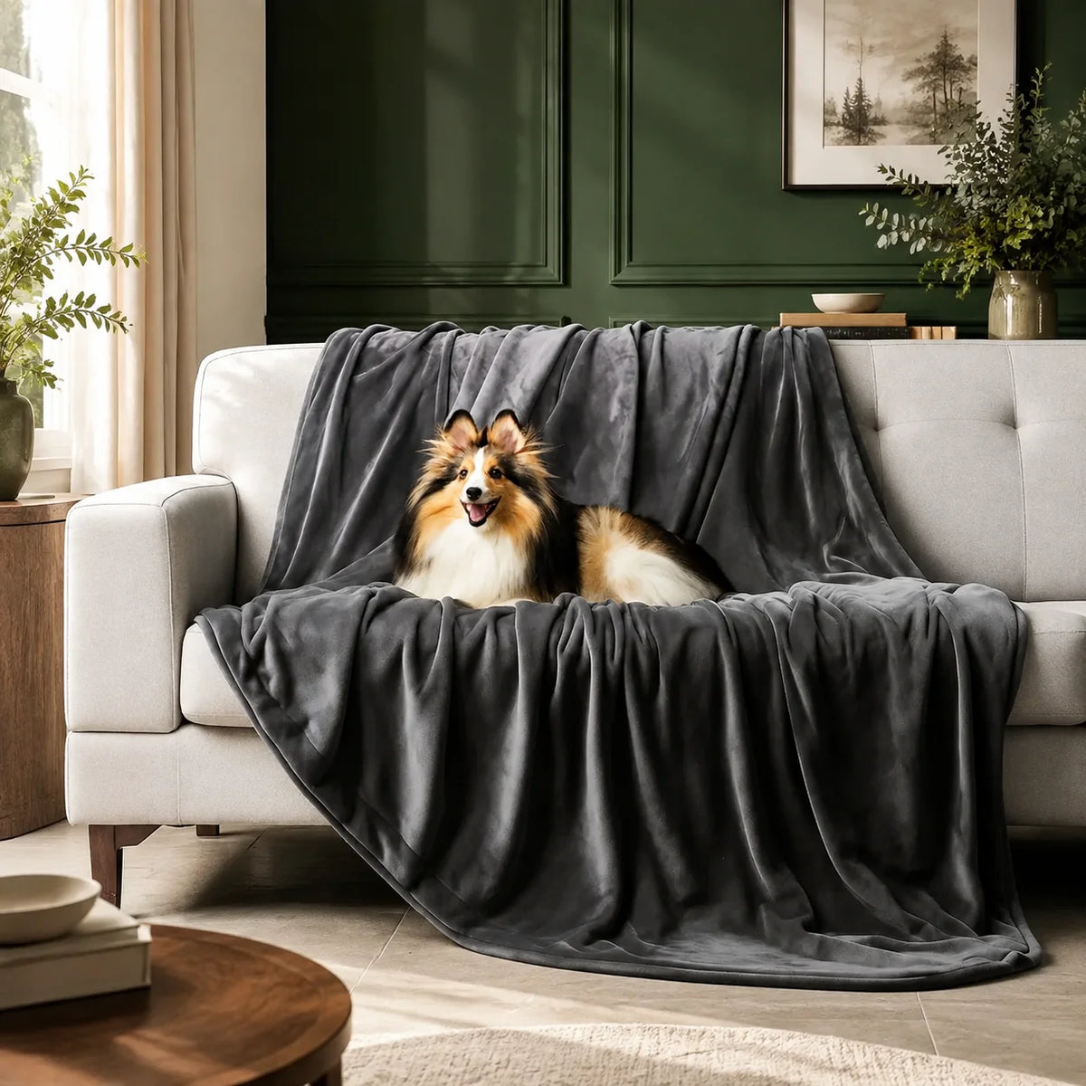 Throw Blanket Waterproof Reversible Brushed Flannel & Polyester