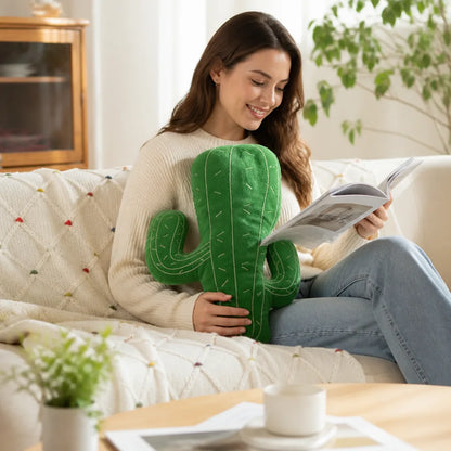 Throw Pillow Cactus Shape Corduroy Embroidered