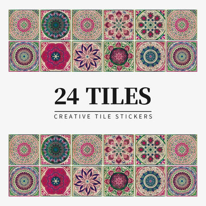 Tile Stickers Portuguese Mandala Self-Adhesive Set of 24