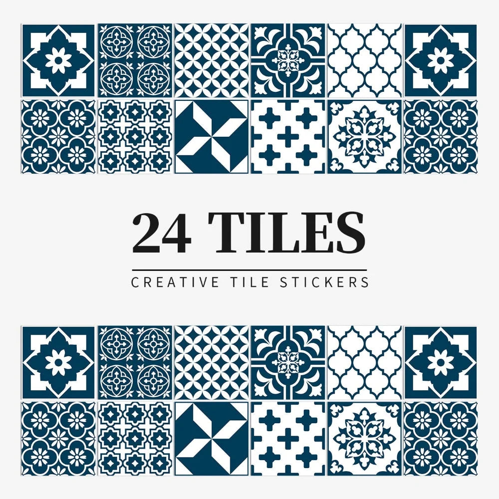 Tile Stickers Portuguese Mandala Self-Adhesive Set of 24