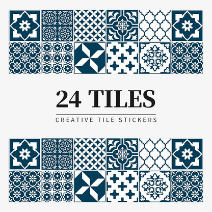 Tile Stickers Portuguese Mandala Self-Adhesive Set of 24