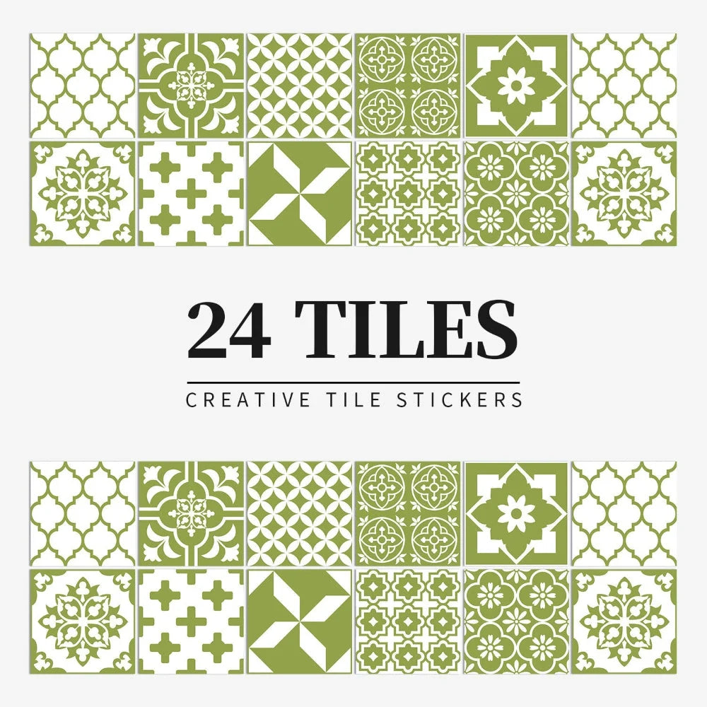 Tile Stickers Portuguese Mandala Self-Adhesive Set of 24