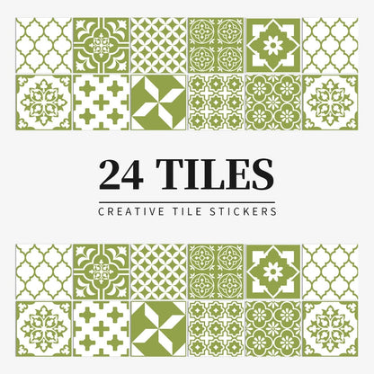 Tile Stickers Portuguese Mandala Self-Adhesive Set of 24