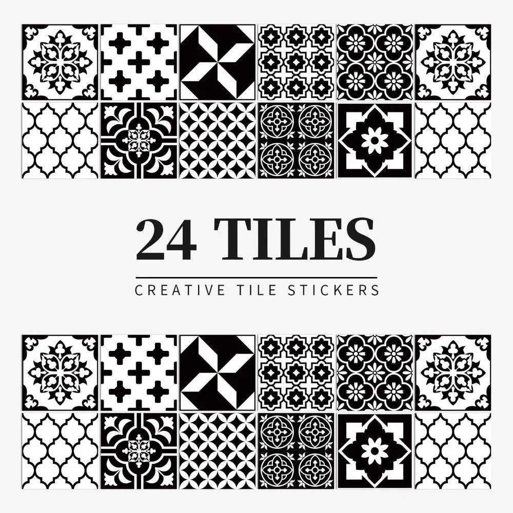 Tile Stickers Portuguese Mandala Self-Adhesive Set of 24