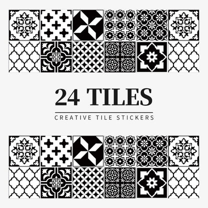 Tile Stickers Portuguese Mandala Self-Adhesive Set of 24