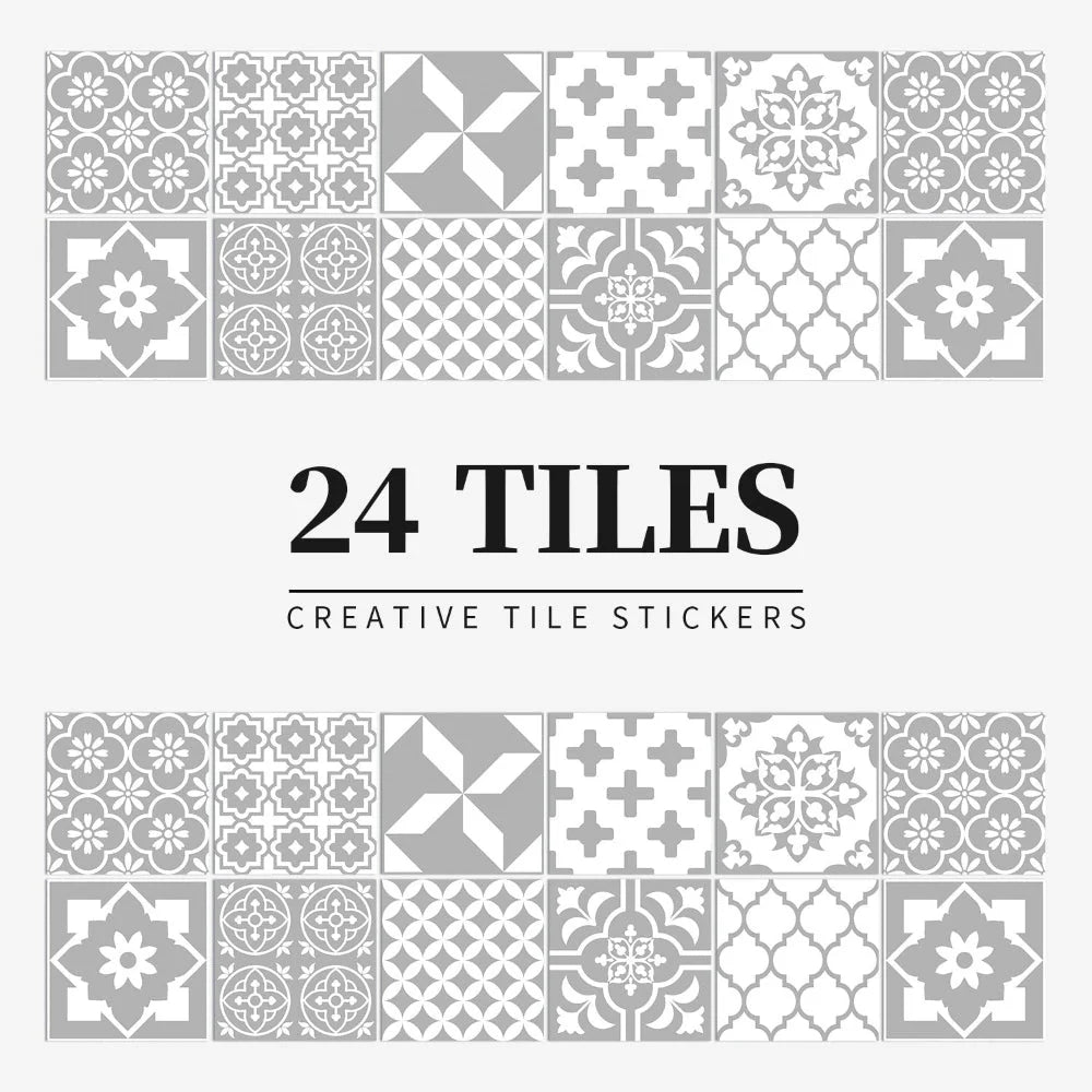 Tile Stickers Portuguese Mandala Self-Adhesive Set of 24