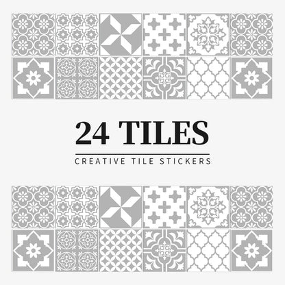 Tile Stickers Portuguese Mandala Self-Adhesive Set of 24