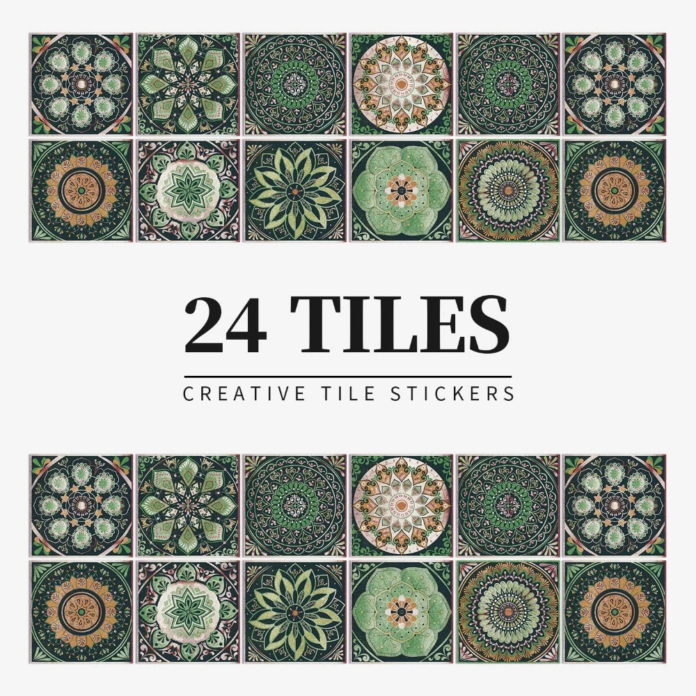 Tile Stickers Portuguese Mandala Self-Adhesive Set of 24