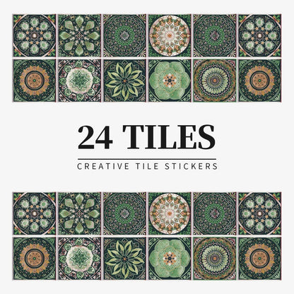 Tile Stickers Portuguese Mandala Self-Adhesive Set of 24