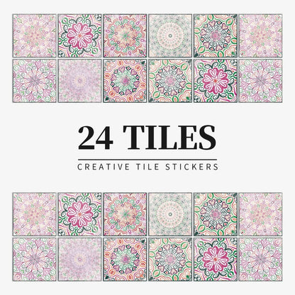 Tile Stickers Portuguese Mandala Self-Adhesive Set of 24