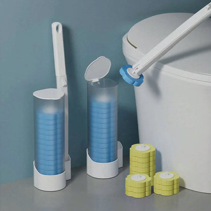 Toilet Brush Set Disposable Heads Push-Button Eighteen Refills