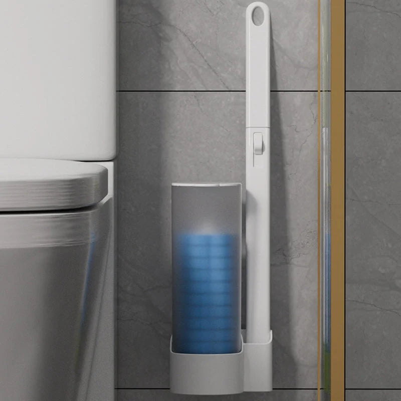 Toilet Brush Set Disposable Heads Push-Button Eighteen Refills